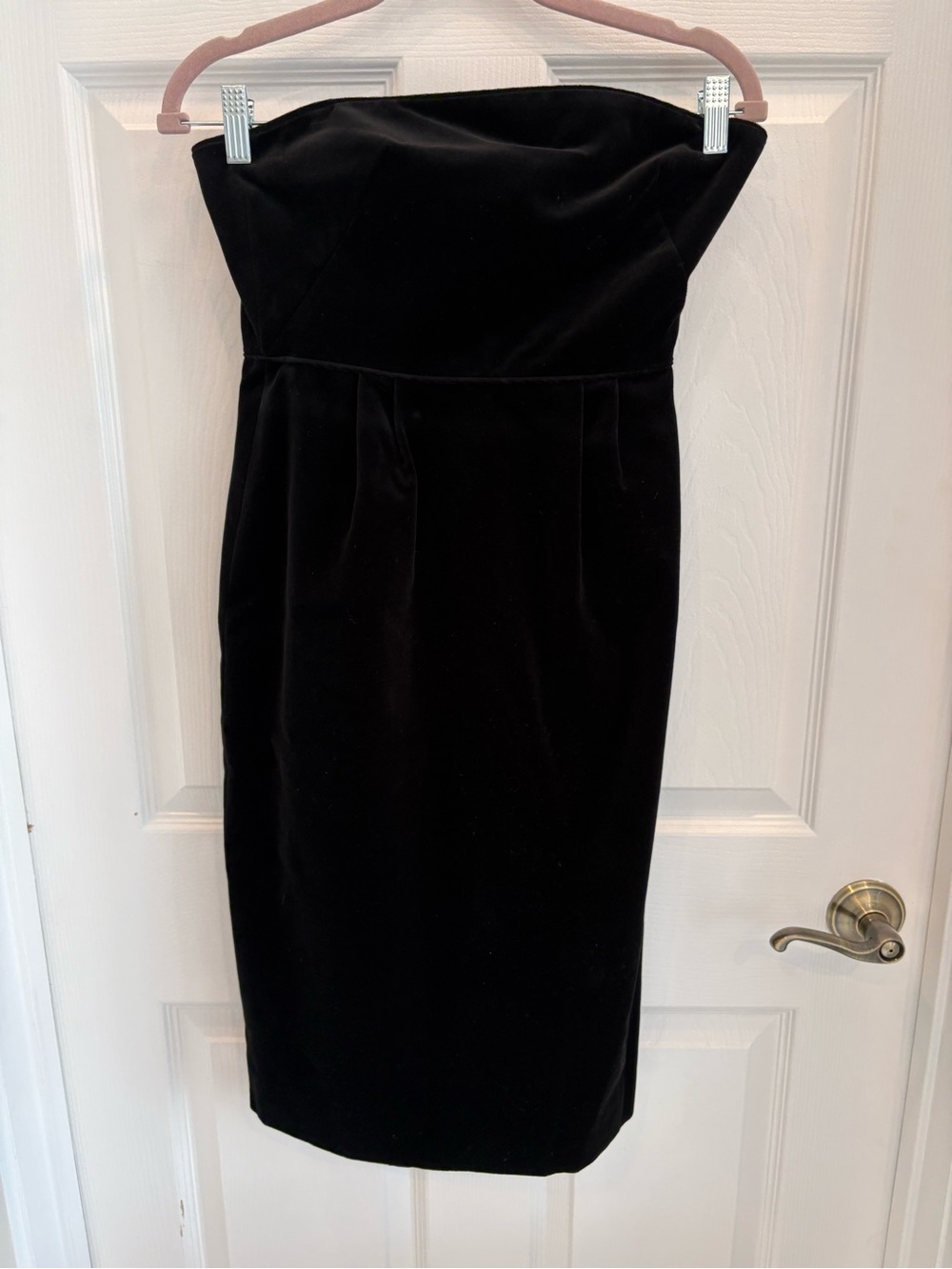 J. Crew Black Strapless Velvet Sheath Dress